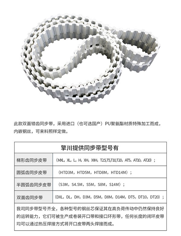 雙面齒<a href='http://www.719300.cn/' target='_blank'><u>PU同步帶</u></a>定制